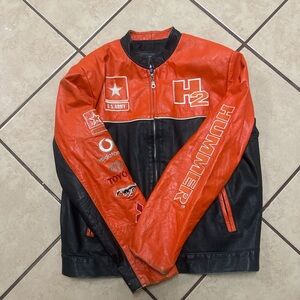 Red and Black Men's Leather Jacket